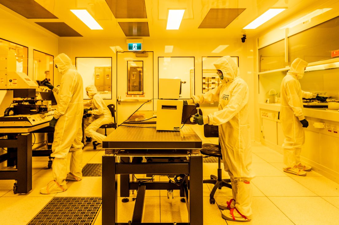Researchers working in the CRAFT Device Foundry's cleanroom.